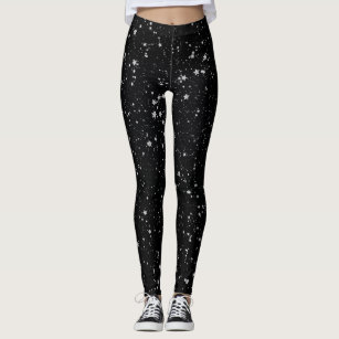 Stars Silver Black Leggings– Fanilu