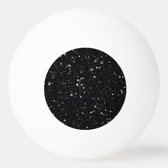 Glitter Stars2 - Silver Black Ping Pong Ball (Front)