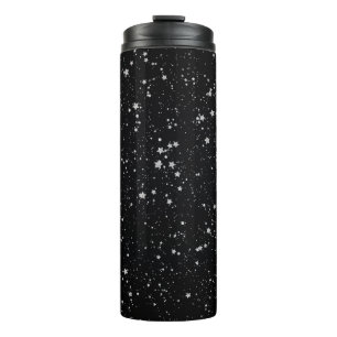 Glitter Stars2 - Silver Black Thermal Tumbler