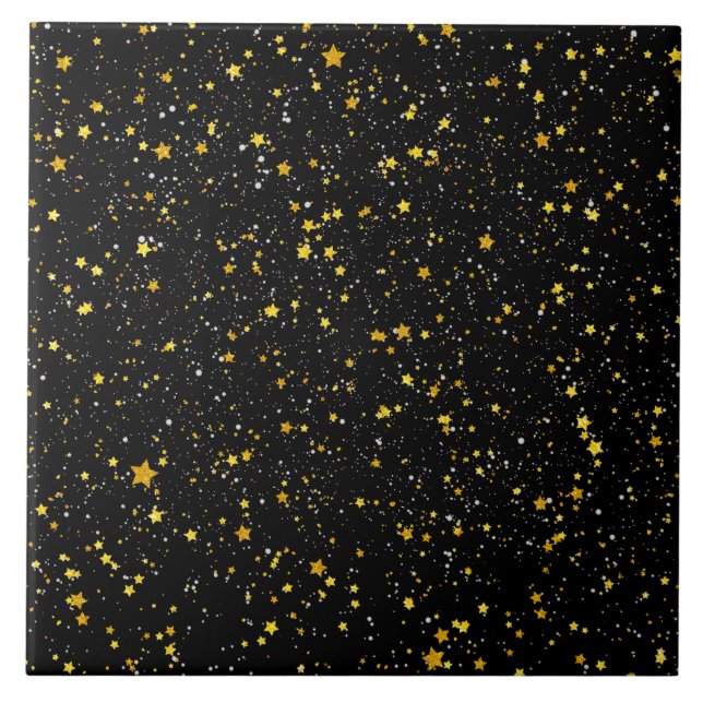 Glitter Stars3 - Gold Black Tile (Front)