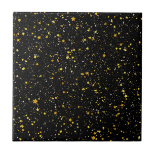 Glitter Stars3 - Gold Black Tile