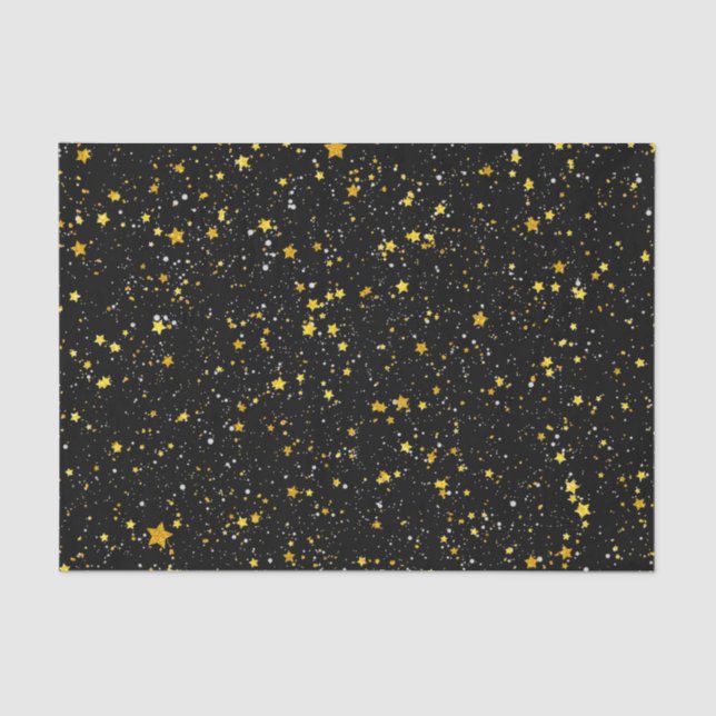 Glitter Stars3 - Gold Black Tissue Paper (Front)