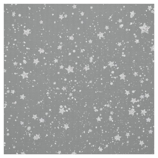 Glitter Stars4 - Silver Fabric (Swatch)