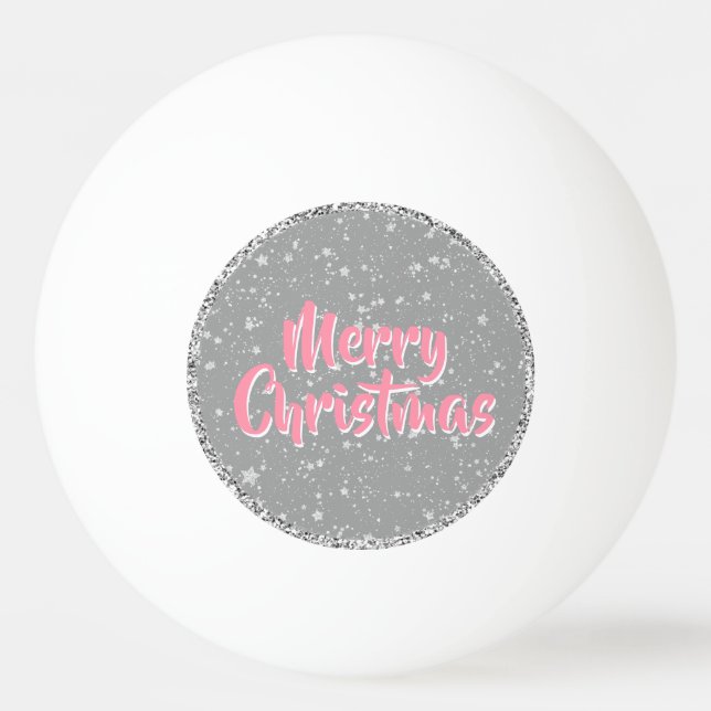 Glitter Stars4 - Silver Ping Pong Ball (Front)