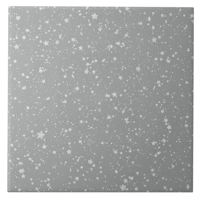 Glitter Stars4 - Silver Tile (Front)