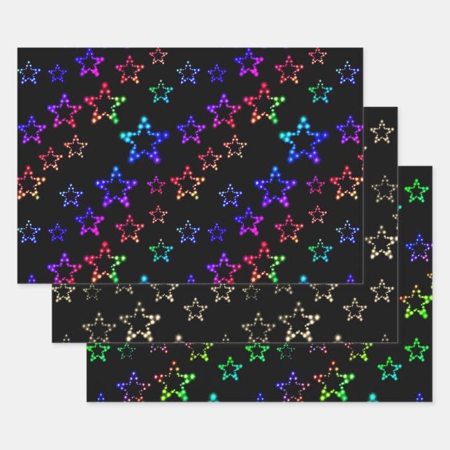 Glitter Stars Collection Wrapping Paper Sheet (Set)