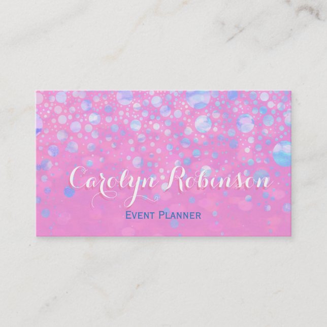 Glitter Stars in Pink and Blue Business Card (Front)