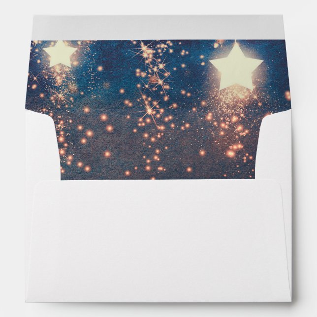 Glitter Stars Night Romantic Wedding Envelope (Back (Bottom))