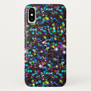glitter stars on black iPhone x case