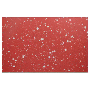 Glitter Stars - Silver Red Fabric
