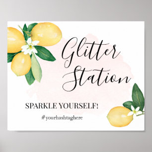 Glitter Station Lemons Pink Bridal Shower Sign