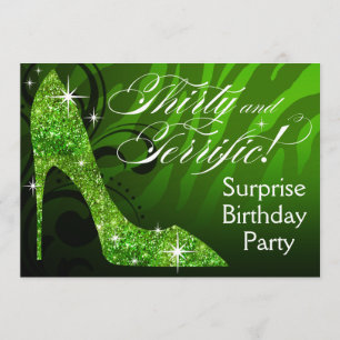 Glitter Stiletto Zebra 30 & Terrific Birthday Invitation