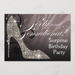 Glitter Stiletto Zebra 60 & Sensational Birthday Invitation