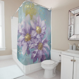 Glitter Storm Fantasy Flowers    Shower Curtain