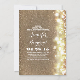 glitter string lights glamours bridal shower invitation