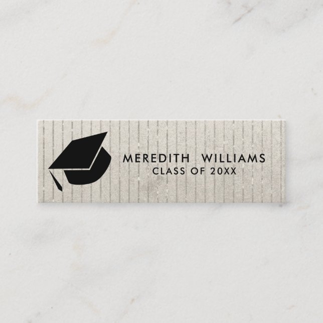 Glitter Striped Grad Cap Graduation Insert (Front)