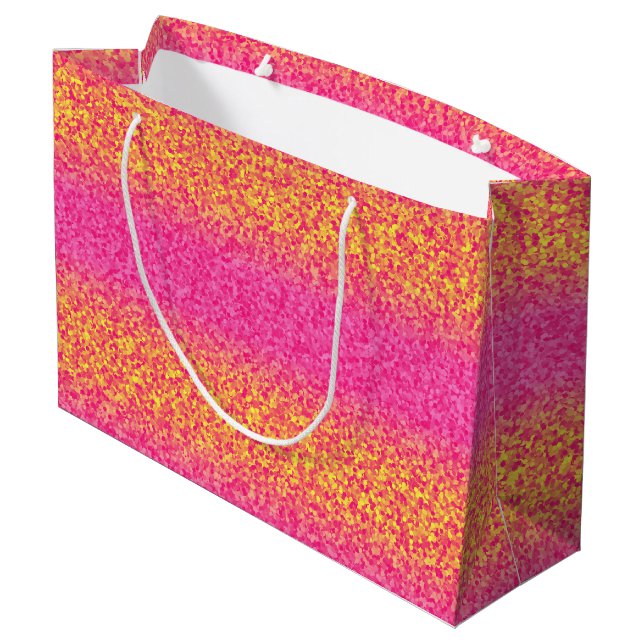 Glitter Stripes,Pink-Yellow-GIFT BAG L (Back Angled)