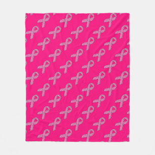 Glitter Style Pink Ribbon Awareness Fuchsia Fleece Blanket