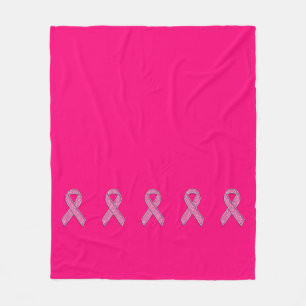 Glitter Style Pink Ribbon Awareness Fuchsia Fleece Blanket