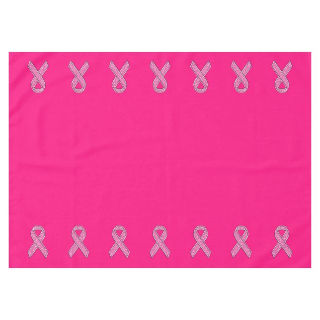 Glitter Style Pink Ribbon Awareness Fuchsia Tablecloth (Front (Horizontal))