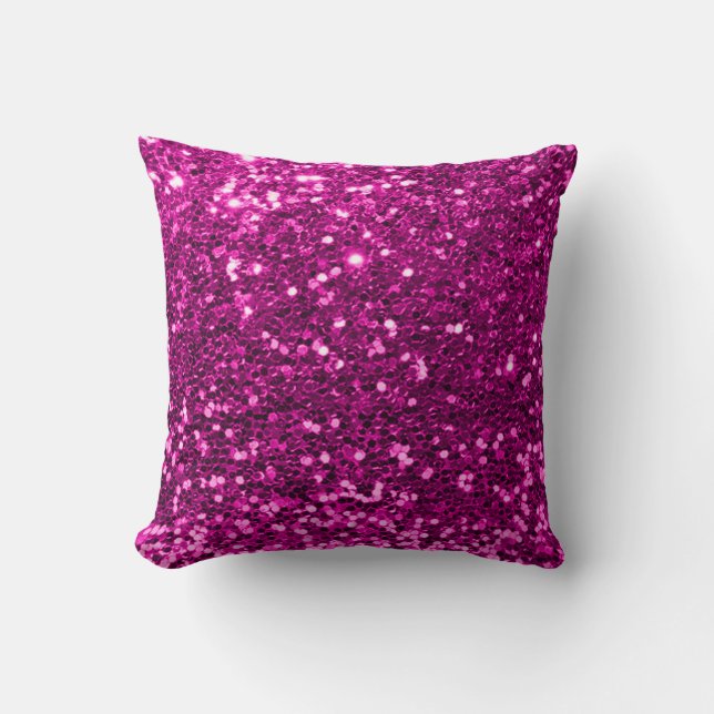 Glitter Stylist Fashion Sequin Fuchsia Pink Vivid Cushion (Front)