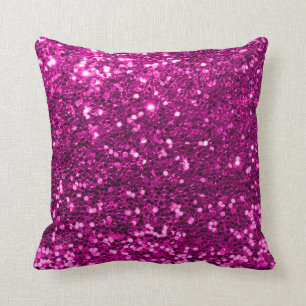 Glitter Stylist Fashion Sequin Fuchsia Pink Vivid Cushion