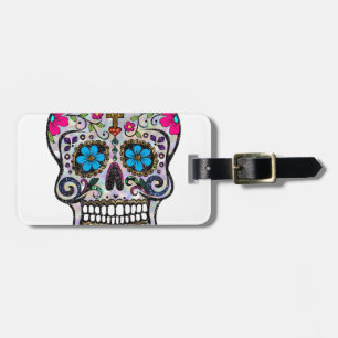 glitter Sugar Skull Luggage Tag