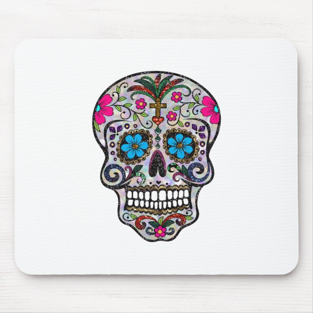 glitter Sugar Skull Mouse Pad (Front)