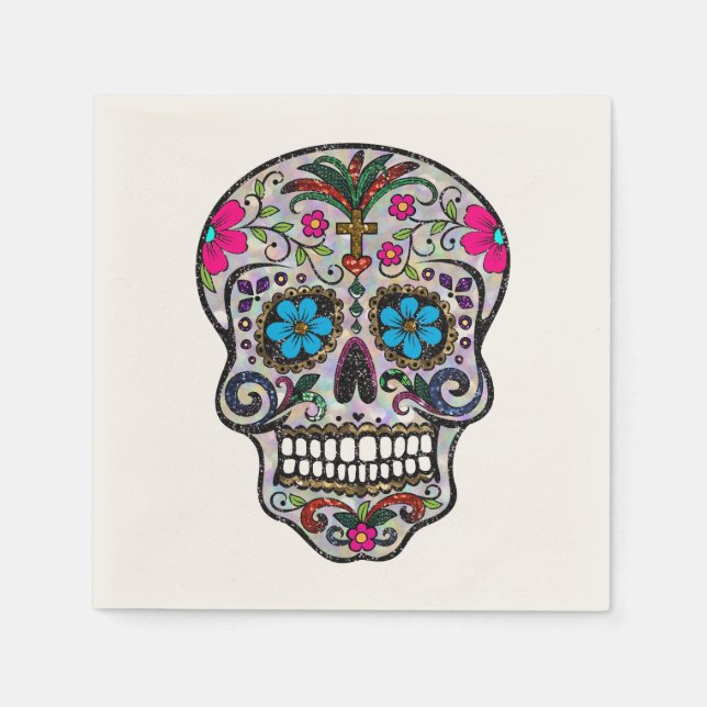 glitter Sugar Skull paper napkins (Front)
