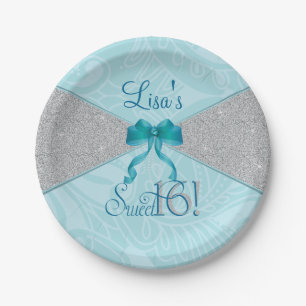 Glitter, Sweet Sixteen 7 Inch Paper Plate