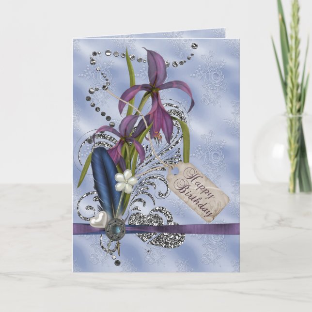 Glitter Swirls Birthday Card (Front)