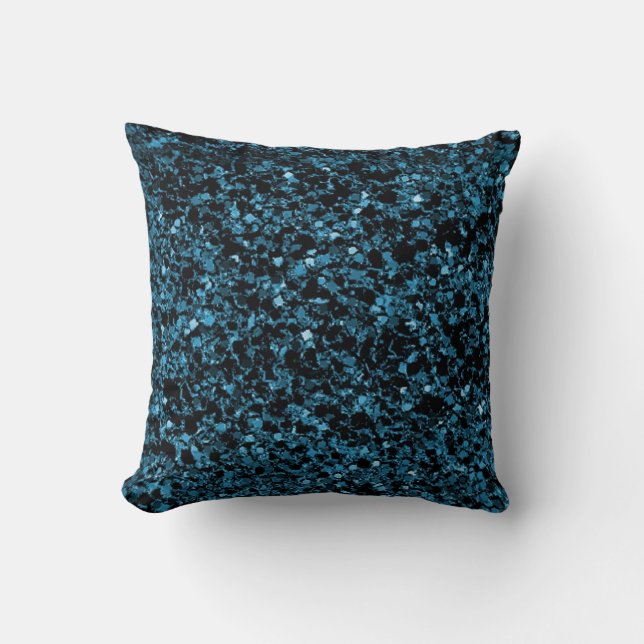 Glitter teal blue texture throw pillow (Front)