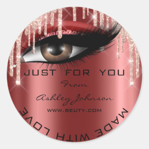 Glitter Thank Eyelash Rose Burgundy Made With Love Classic Round Sticker