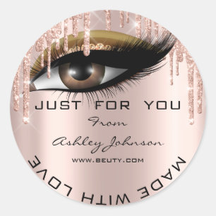 Glitter Thank Eyelash Rose Web Made With Love Classic Round Sticker