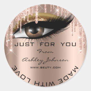 Glitter Thank Eyelash Rose Web Made With Love Name Classic Round Sticker