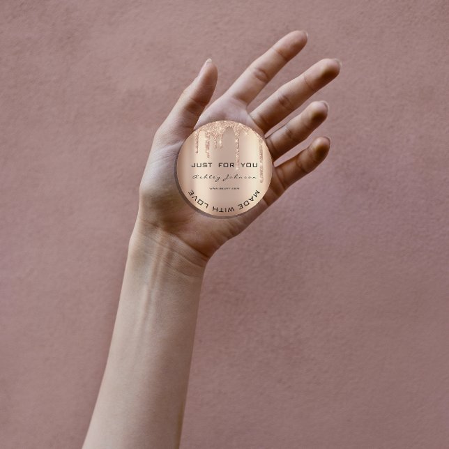 Glitter Thank You Rose Gold Made By Name Classic Round Sticker (Glitter Thank You Rose Gold Made By Name Classic Round Sticker)