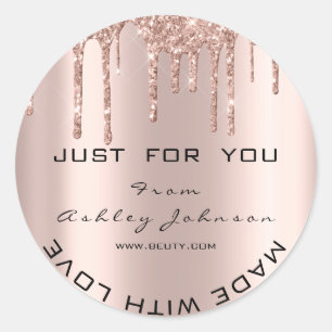Glitter Thank You Rose Gold Made With Love Classic Round Sticker