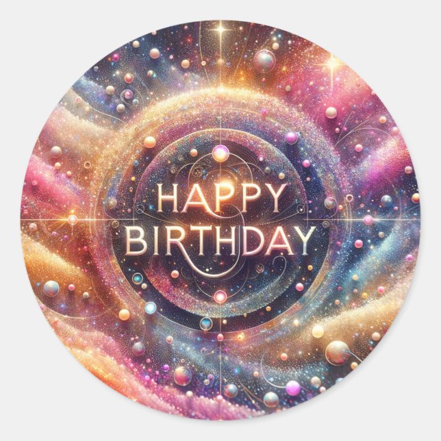 Glitter-themed birthday sticker (Front)