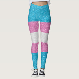 Glitter Transgender Pride Flag Leggings