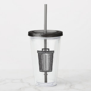 Glitter Trash Can Acrylic Tumbler