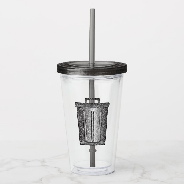 Glitter Trash Can Acrylic Tumbler (Front)