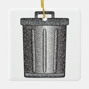 Glitter Trash Can Ceramic Ornament
