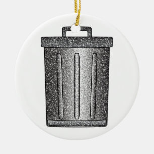 Glitter Trash Can Ceramic Ornament