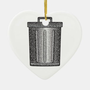 Glitter Trash Can Ceramic Ornament