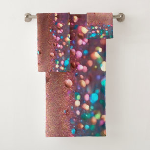 Glitter Trendy Opal Holographic Collection Bath Towel Set