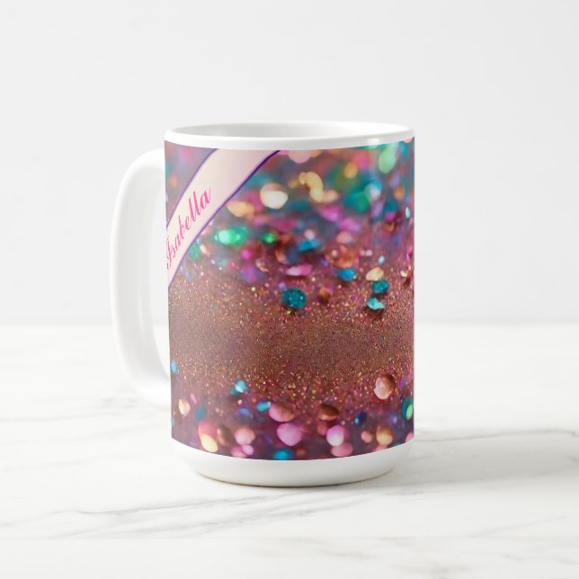 Glitter Trendy Opal Holographic Collection Coffee Mug (Front Left)