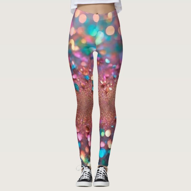 Glitter Trendy Opal Holographic Collection Leggings (Front)