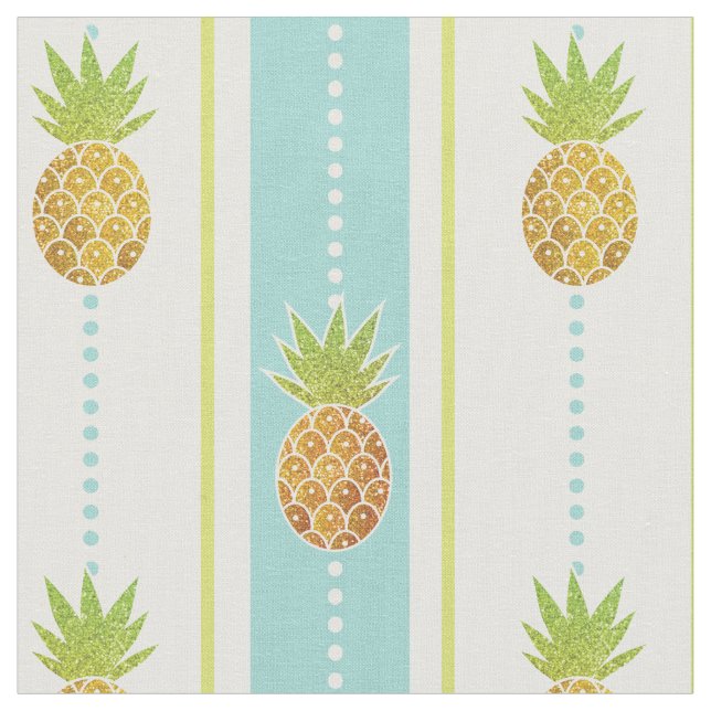 Glitter Tropical Pineapple with Stripes and Dotted Fabric (Close Up)