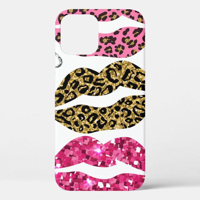 Glitter typography print with lips pattern Case-Mate iPhone case (Back)