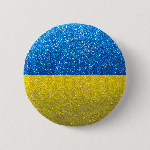 Glitter Ukrainian Flag of Ukraine Fashion Stylish 6 Cm Round Badge